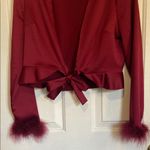 Love Fire Maroon Feather Cuff Blazer Red Size L Photo 3