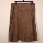 Soft Surroundings  Women’s Faux Suede Snap Button Front Brown A-Line Skirt Photo 5