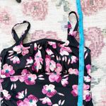 Lands' End Womens Ruched Floral Tankini Swimsuit Top Size 8 Pleated Tummy Control Photo 6