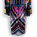 Alice + Olivia  Jae Rainbow Multicolor Sequin Mini Dress Gown Flare Sleeves Sz 4 Photo 4
