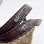 Coach  F28504 Brown Tan Signature Stripe Shoulder Tote Bag Purse Classic Logo Photo 6