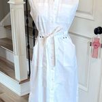 SheIn White Cotton Shirt Dress Midi New Photo 2