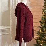 GreenTea Sweater Hoodie Women’s Large Soft Textured Burgundy Pullover Red Photo 6