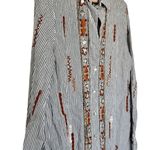 NWT Zara Collection S Striped Embroidered Embellished cotton Button Up Shirt Photo 12