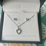 Belk Sterling Silver & Cubic Zirconia ๐ Heart Necklace with earrings Photo 4