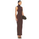 Helsa Aadi Turtleneck Sleeveless Knit Bodycon Chocolate Old Money Maxi NWT S Photo 5