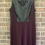 Donna Morgan Elegant Black Sleeveless Dress with Leather Accents Photo 0