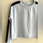 destined Y2K Cropped Sweatshirt, Light Blue/Black/White Striped, Size Medium Photo 2