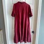 Alfani  Burgundy V-Neck Short Sleeve Midi Linen Blend Dress with Pockets Size L Photo 1