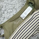 Aerie  Offline Ribbed Scoop Sports Bra Green Striped Lined Padded Size Medium Photo 4