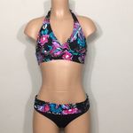 Anne cole  black floral bikini. L-top/M-bottom. NWT Photo 4