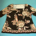 Ann Taylor  square neck floral print brown cream white orange red trendy size XL Photo 0
