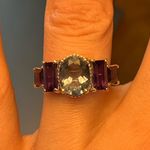 Teal Color Changing Fluorite Amethyst Art Deco Ring Size 6 Purple Photo 1