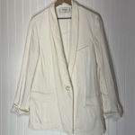 Per Se  by‎ Carlisle Ivory Linen Blend Blazer Size 14 Single Button Notch Collar Photo 0
