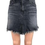 7 For All Mankind Black Washed High Waisted Frayed Hem Denim Jean Skirt Size 28 Photo 0