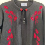 Alpaca Red & Black Cardigan Tassel Sweater By Artesanias A.T. 100% Alpaca Size M Size M Photo 1
