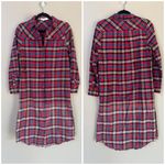 Dance & Marvel Red Plaid Distressed Destroyed Flannel Tunic Dress Jacket Small Photo 2