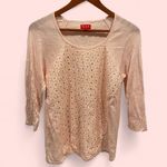 Elle Cute vintage 90’s-Y2K pink blush lightweight sweater eyelet double layer front Photo 2