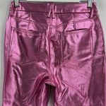 Good American  Icon Faux Leather Pants Metallic Pink Straight Leg Women's Size 28 Photo 7
