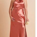 Birdy Grey  Monica halter‎ maxi dress shiny satin terracotta Size XXL Photo 0