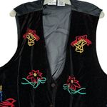 Vintage Bobbie Brooks Woman Christmas Holiday Black‎ Velvet Vest Black Size 26W Photo 1