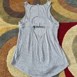 Free People Kiss My Back Tank Top Grey Ribbed Back Cutout Bra Closure Size Large Photo 3