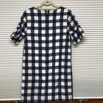 Madewell Blue and White Leighton Plaid Ruffle Bell Sleeve V-Neck Dress Photo 5