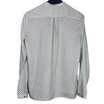 ZARA Polka Dot Satin Effect Blouse Button Down VNeck Collar Pockets S WhiteBlack Photo 5