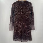 French Connection  Dress Size 4 Emille Sparkle Long Sleeve Sequin Sheath Brown Photo 3