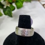Silver Greek Key Design Band Ring Unisex Photo 0