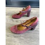 Clarks RARE  Collection Burgundy Suede‎ Leather Mary Jane Block Heel Shoes Size 8 Photo 3
