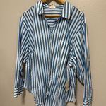 a.n.a  Blue & White Stripped Oversized Button Up NWT Size 0X Photo 0