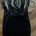 Forever 21  Black Rhinestone Fringe Strapless Bodycon Mini Dress S Photo 0