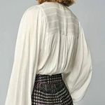 NWT Smythe Bishop Sleeve Tie Neck Long Sleeve Blouse in White Shadow Stripe Photo 1