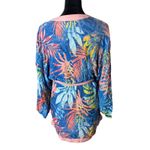 Peyton & Parker Swimsuit Cover Up Kimono Size XS Tropical Resort Wear Vacation Blue Photo 3