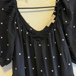Loft Black Polka Dot Tiered Puff Sleeve Square Neck Mini Dress Womens Medium Photo 6