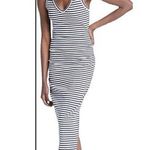 A New Day  Blue/White Stripped V-Neck Midi Dress, Medium Photo 0