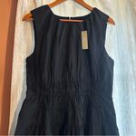 J.Crew  Hyacinth Midi Dress Cotton Poplin Black A-Line Smocked Sleeveless NWT M Photo 2