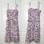 NWT AMUR Acacia Lilac Lily Wildflower Floral Tie Strap Ruffle Dress Size 14 Purple Photo 4