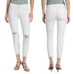 Paige  Denim Verdugo Crop White Distressed Raw Hem Designer Jeans Size 28 | 6 Photo 1