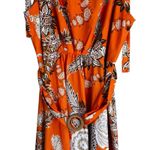 Chicme Belted Maxi Dress Womens XL Orange Floral Lightweight Resort Vacation Photo 3