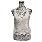 Anthropologie V-Neck Pointelle Sweater Tank Women XS Ivory Pink Boho Cottagecore Photo 1