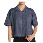 Free People NWT Womens Weekend Rush Button Down Soft Knit Cropped Top Shirt Sz M Photo 0