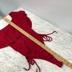 Forever 21  Red Ruffle neckline Bodysuit off the shoulder ladder side opening Photo 9