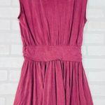 Free People Berry Pink Ruched Waist Faux Wrap V Neck Cap Sleeve Mini Dress S Photo 8