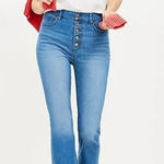 Loft  EUC Women's Kick Crop Jean High Rise Button Fly Size 28/6 Petite Photo 0