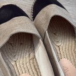 J.Crew Cap Toe Spain Espadrilles Neutral leather/linen Black Size 7.5 Photo 5