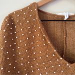 BCBGeneration  Caramel Swiss Dot Mini Dress Bell Sleeve V-Neck Acrylic Nylon EUC Photo 4