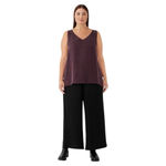 Eileen Fisher  Silk Georgette Crepe Black Wide-Leg Pant, Beach, Ankle Length M Photo 2
