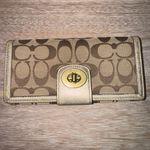 Coach Vintage Turnlock Signature Slim Envelope Flap Signature C Jacquard Wallet Photo 3